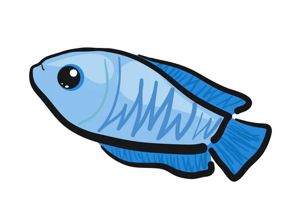 Çizgi Film Mavi Balığı Vektör Illüstrasyonu — Stok Vektör