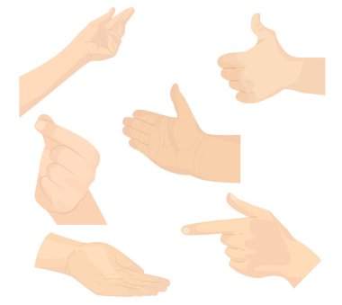 gösterilen farklı hareketleri elinde ayarlayın. vektör çizim