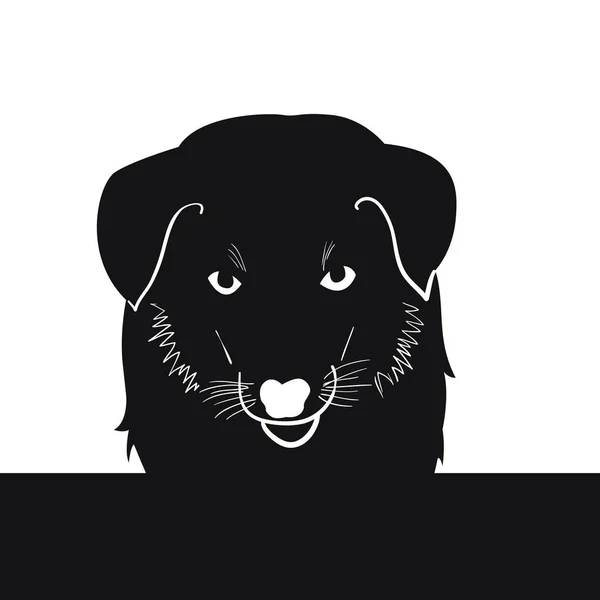 Black Silhouette Cute Puppy Vector Illustration — Stock Vector