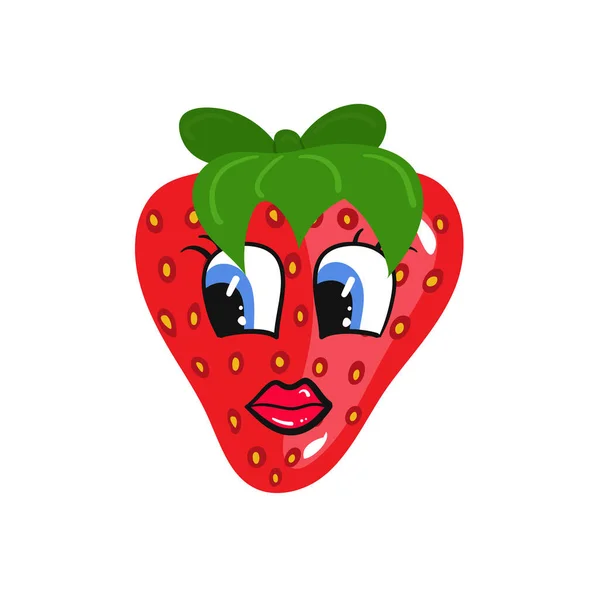 Erdbeer Mädchen Mit Blauen Augen Vektorillustration — Stockvektor