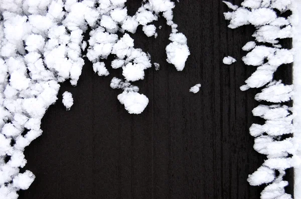 Frost on a wooden board — Stock Photo, Image