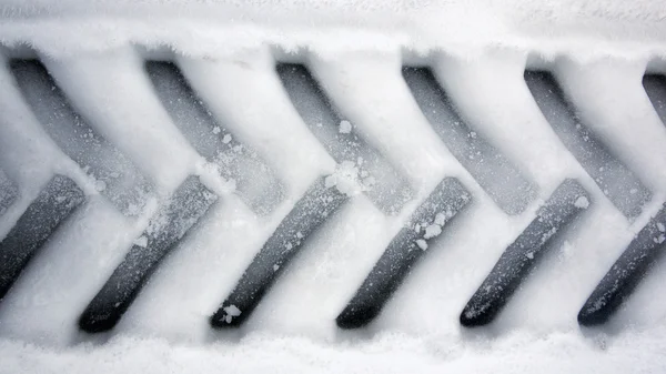 Band track in de sneeuw — Stockfoto