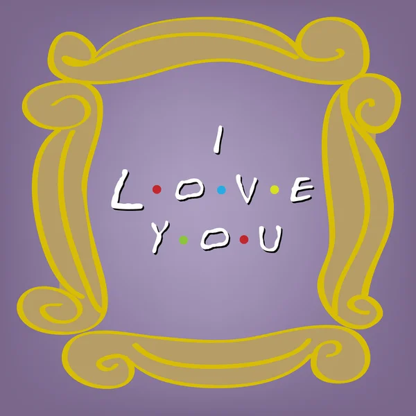 I love you card on purple — Stock Vector