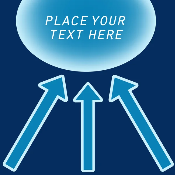 Burbuja de texto azul y tres flechas — Vector de stock