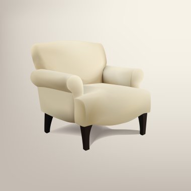 Retro cream colored armchair clipart