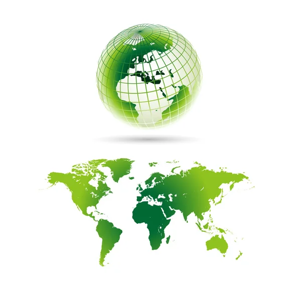 緑の世界世界地図 — ストックベクタ
