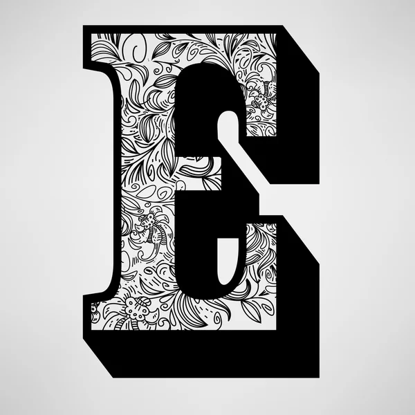 Letter e - decoratieve initiaal — Stockvector