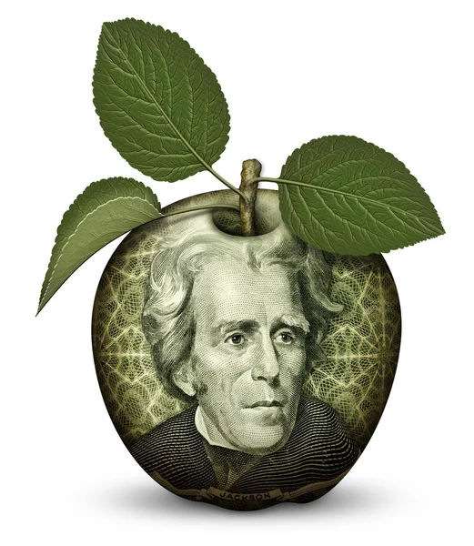 Geld-Apfel — Stockfoto