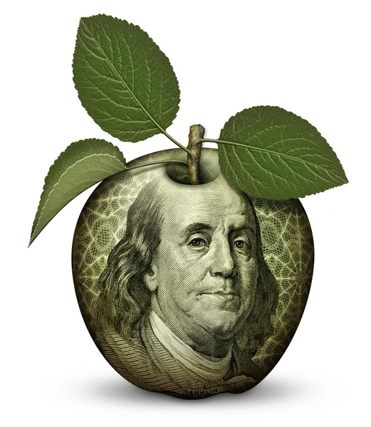 Geld-Apfel — Stockfoto