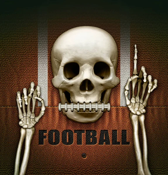 人骨の手で人骨の指を握る頭蓋骨我々は2次元に平坦化されたサッカーの上に第1位だ — ストック写真