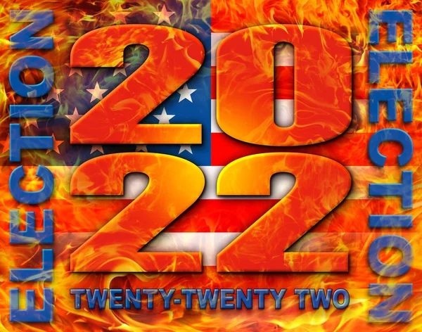 Election Year 2022 Engulfed Fire Background United States Flag Stars — Stock Photo, Image