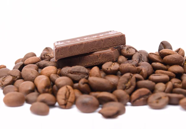 Chocolate with coffee beans — Stock Photo, Image