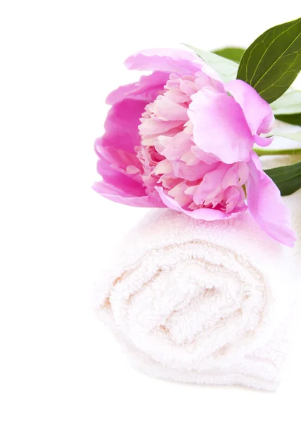 Spa towel with flower — Stock Photo, Image