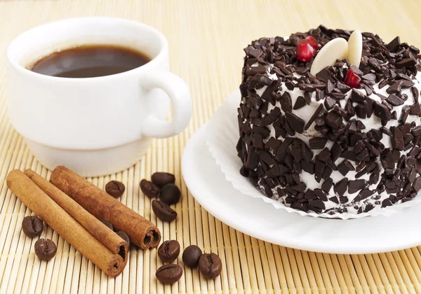 Káva a čokoládový dort — Stock fotografie