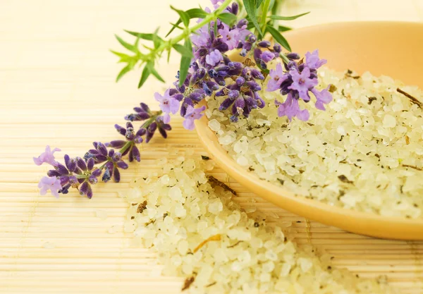 Herbal sea-salt and lavender — Stock Photo, Image