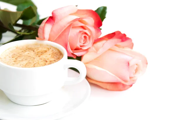 Coffee and roses — Stock Photo, Image