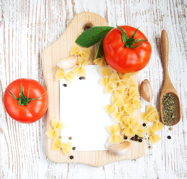 Recipe card with ingredients — Stock Photo, Image