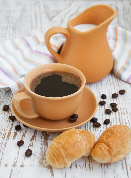 Kawa i rogaliki — Zdjęcie stockowe