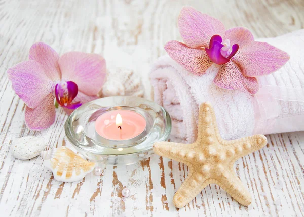 Set Spa con orchidee — Foto Stock