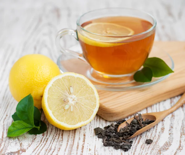 Te och citron skiva — Stockfoto