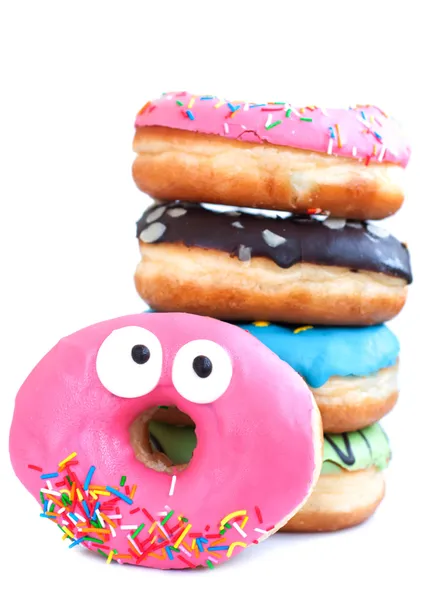 Stack of fresh, colorful donuts — Stock Photo, Image