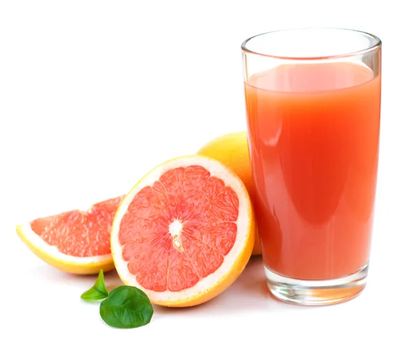 Grapefruit juice and ripe grapefruits — Stock Photo, Image