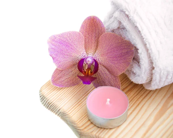 Orchidee e candele — Foto Stock