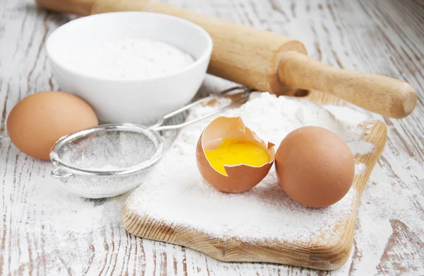Baking ingredients on a table — Stock Photo, Image