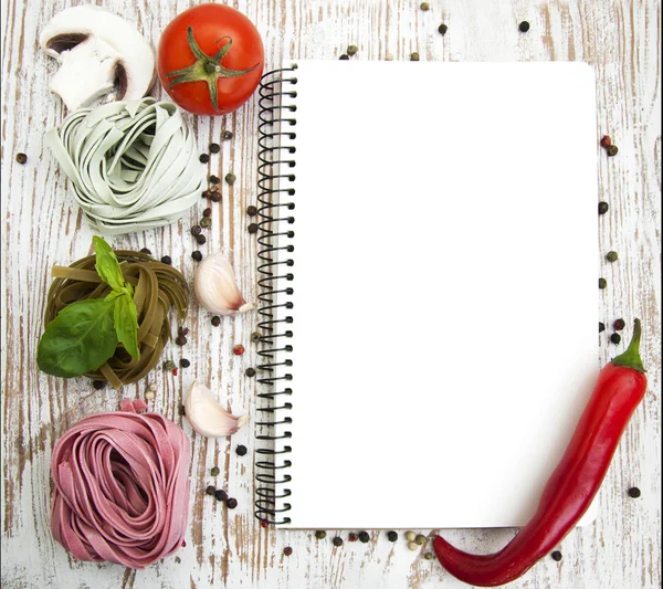 Blank paper for recipes with ingredients — Stock Photo, Image