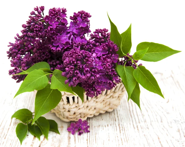 Fleurs lilas d'été dans le panier — Photo