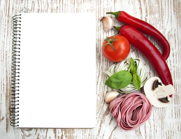 Blank paper for recipes with ingredients — Stock Photo, Image