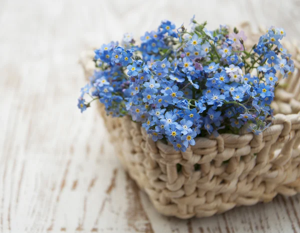 Bukett av vårens blommor i korg — Stockfoto