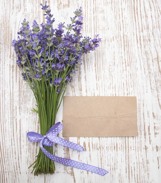 Lavender on vintage wood — Stock Photo, Image