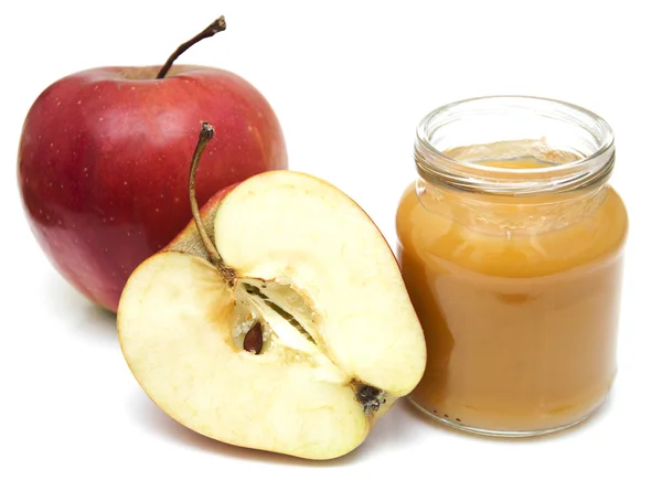 Яблучне пюре в банці — стокове фото