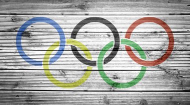 ahşap doku arka plan renkleri Olimpik oyunlar bayrak ile