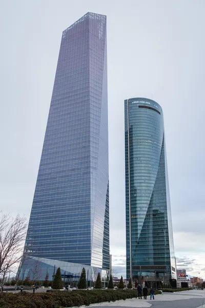 Cuatro Torres Business Area (CTBA) building skyscrapers, in Madr — Stock Photo, Image