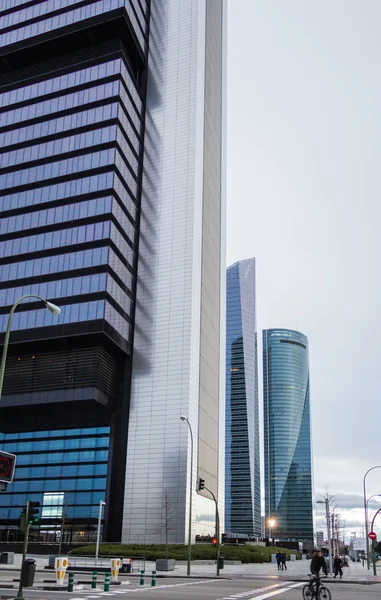 Cuatro torres business area (ctba) bygga skyskrapor, i Madrid — Stockfoto