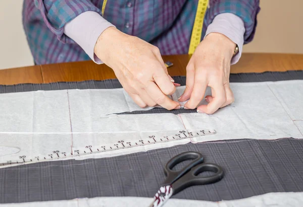 Dressmaker design tailor pattern on the table — Stock Photo, Image