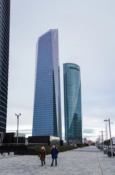 Cuatro Torres Business Area skyscrapers, in Madrid — Stock Photo, Image