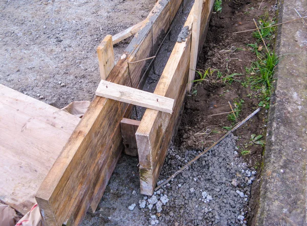 Betonschalung mit Holzbohlen — Stockfoto