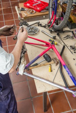 Bisiklet parçaları temizlik gerçek bisiklet tamircisi