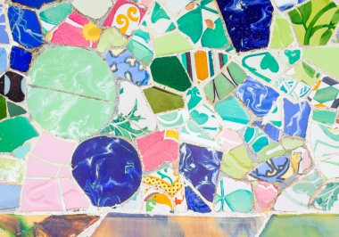 renkli seramik Mozaik, park guell, barcelona