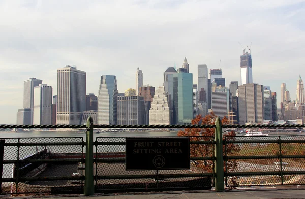 Lägre manhattan från strandpromenaden i brooklyn heights — Stockfoto