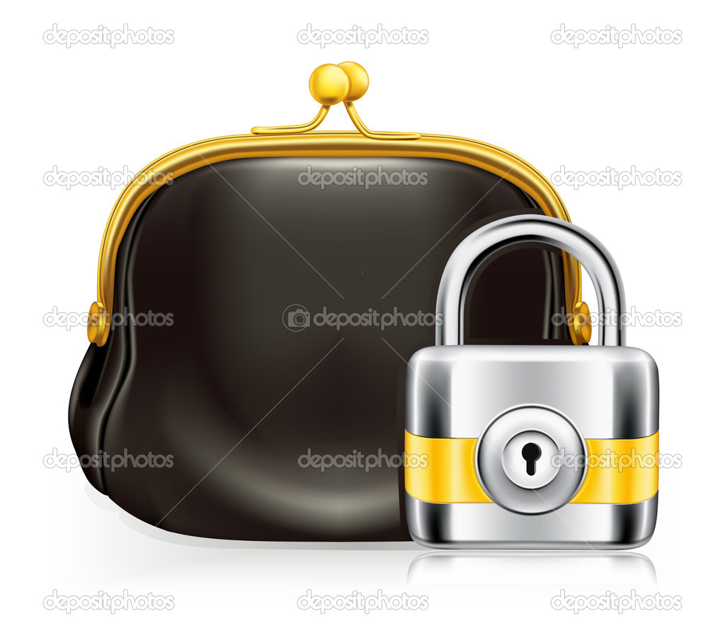 Lock and purse, vector icon