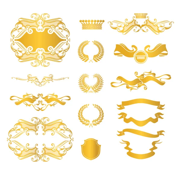 Set of heraldic elements — Stock Vector