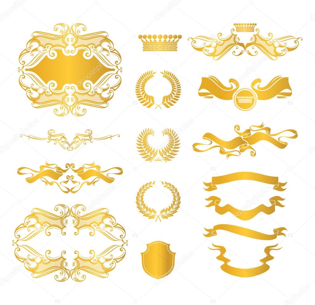 Set of heraldic elements