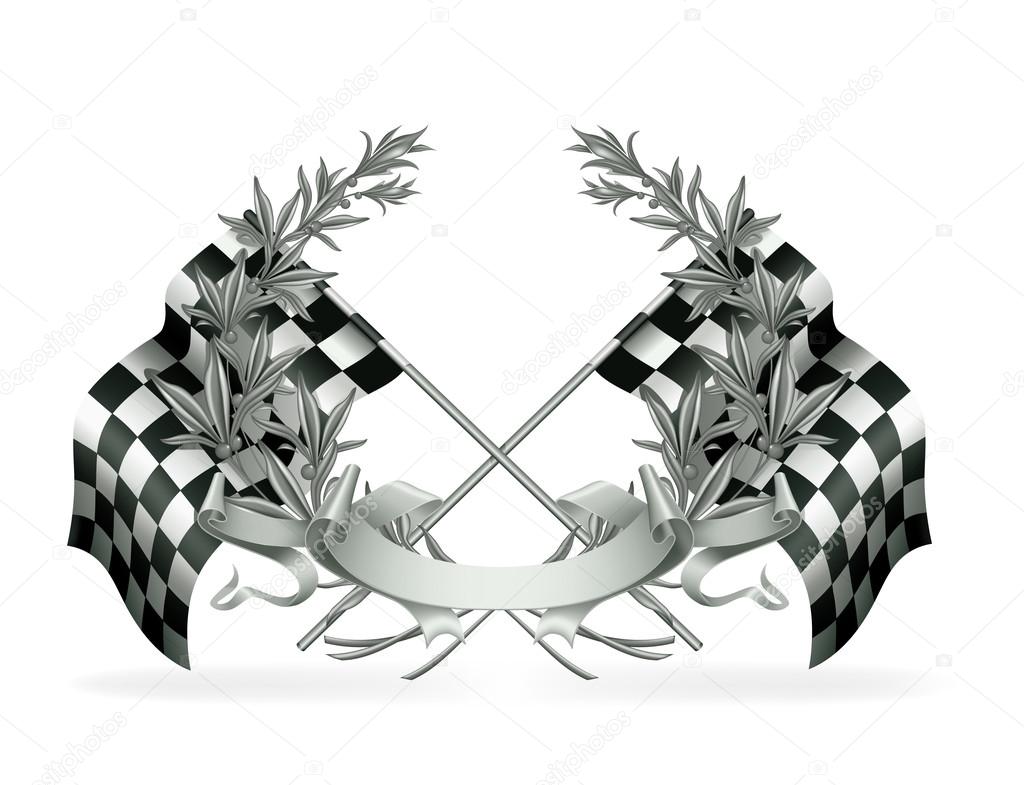 Wreath and Racing flags