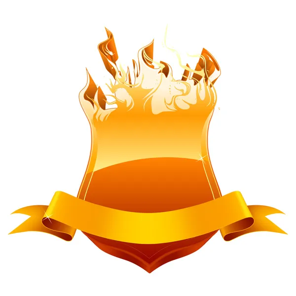 Emblema escudo ardiente, vector — Vector de stock