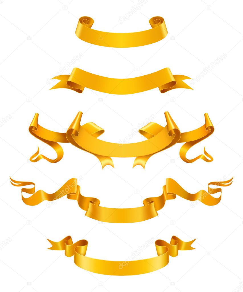Gold ribbons, vector — Stock Vector © natis76 #12779915
