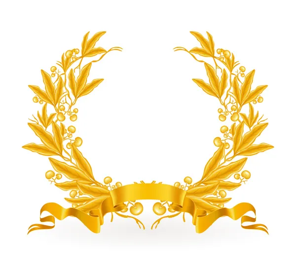 Corona de laurel de oro, vector — Vector de stock